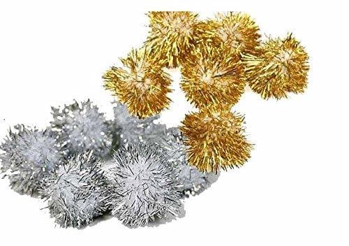 Creation StationGlitter Poms, Gold & Silver Assorted Sizes, Small