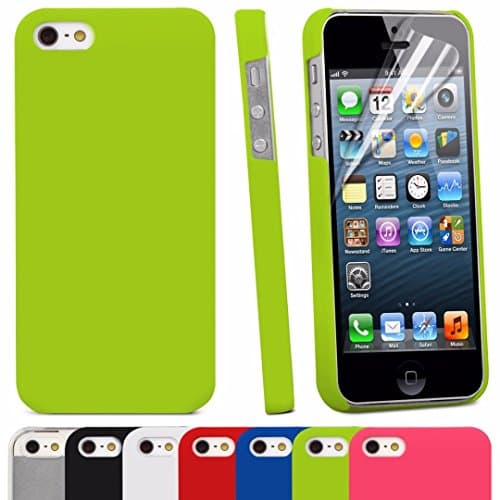 DeviceFun TM - Slim Fit Armour Snap On Hard Back Snap On Case Cover For Apple iPhone 5/5S/SE with FREE Screen Protector(Lime Green )