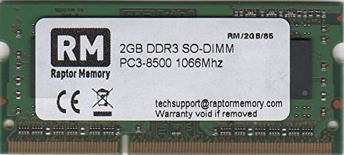 Raptor Memory 2GB DDR3 SO-DIMM PC3-8500 1066Mhz Notebook Laptop RAM Memory Upgrade