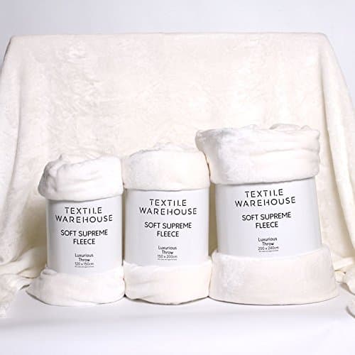 Textile Warehouse 120 x 150 Cream Soft Supreme Silky Plush Mink Faux Fur Throw Fleece Blanket