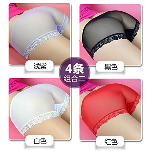 WEI WANG The waist lace gauze thin transparent solid dry ladies underwear briefs,xxxl,a