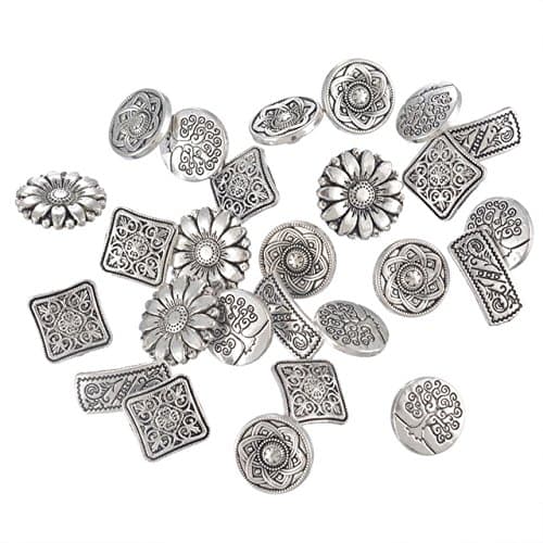 10 Pcs Mixed Antique Silver Tone Metal Buttons Multiple Shaped Sewing Scrap(113)
