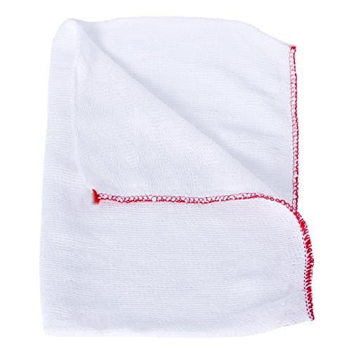 Large White Dishcloths, Red Overlock, 30 x 40 cm, Pack of 10 Dischcloths