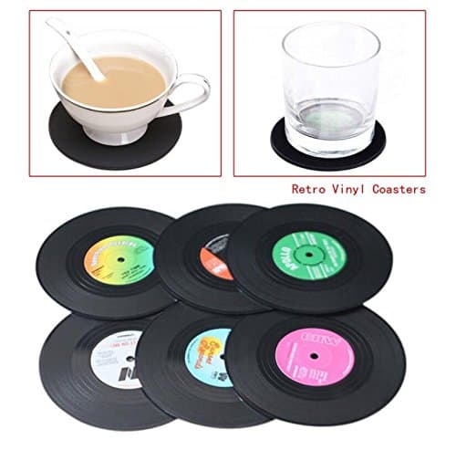 HITC CD Shape Antislip Coffee Drink Cup Mat Glass Coasters Pad Tableware Decorative Accessories 6Pcs/set
