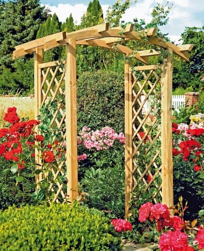 Wooden Pergola with arch and trellis