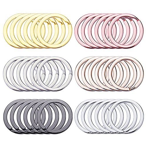 SUNMNSFlat Key Chain Ring Metal Split Keychain Rings for Car Home Keys Organization, Arts Crafts, Lanyards, 1 Inch, 36 Pieces
