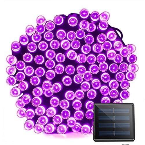 Lamker Led Solar Power Fairy String Lights Outdoor Decorative Light 100 LEDs 12 Meters Waterproof with Light Sensor for Garden Home Wedding Party Christmas Halloween Purple