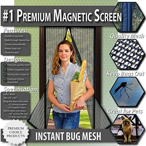 Premium Magnetic Instant Screen Door-KEEP BUGS OUT Lets Fresh Air In. No more Mosquitoes or Flying Insects.Bug Mesh with Full-Frame Seal, Hands-Free Auto Shut Curtain (Fits Doors UP TO 81 x 208cm MAX)