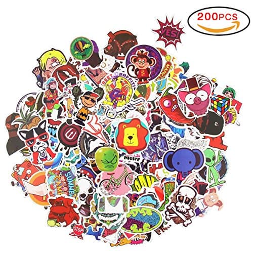 Isuper Stickers Pack 200pcs Decal Stickers Art Graffiti Super Cool Paper Stickers for Macbook, Laptop, Skateboard, Snowboard, Luggage Suitcase, iPhone, Car, Bike Bumper