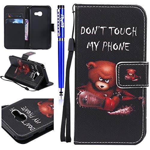 FESELE Samsung Galaxy A3 2017 Case Samsung Galaxy A3 2017 Wallet Cover Case Stylish Yet Simple Painted Pattern PU Leather Protective sleeve Stand Feature with Lanyard Book Style Magnetic Closure PU Leather Wallet Elegant Classic Flip Folio Cover Case Card Slot and Banknotes Pocket for [Samsung Galaxy A3 2017] + 1 x Blue Stylus Pen- Colored Painting#7