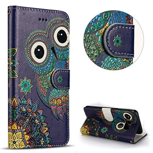 Galaxy S8 Case S8 Case PU Leather Anfire Premium Luxury Leather Stand Wallet Flip Case Cover for Samsung galaxy S8 whit Stand Funtion Book Design Magnetic Closure Card Slots Protective Bumper Shell Soft TPU Silicone Back Cover with Cute Funny Owl Pattern