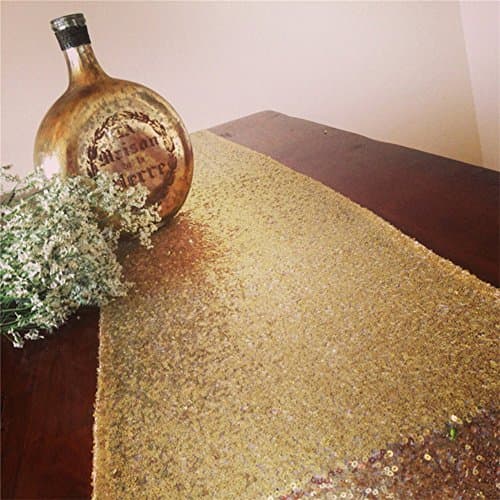 TRLYC 12"*108" Beautiful Gold Party Fabric Sequin Table Runner For Wedding And Event