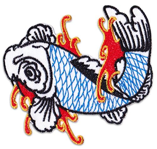 Wakapu Patch Nishigikoi Patch Iron On Sew On Embroidered Koi Karp Fish Tattoo Irezumi Tebori Tao Shinto Martial Arts (Small)