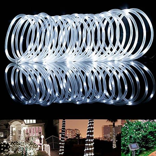 12M/39ft 100 Led Solar Powered String Lights with Flexible Pipe Waterproof Decoration Rope light for Christmas Tree Outdoor Garden Party Decorative Fairy Light by Dream's Story（White）