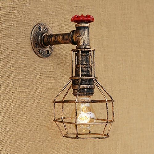 XUEPING Wall Lamp Wall Lamp Home Decoration Iron Pipe Frame Lampshade Tightening Valve Retro Nostalgia For Restaurant Living Room Bar Personality Creative Wall Lamp (Size : Three loaded)