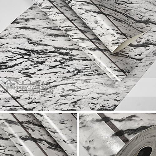 JSLCR Modern marble tile striped wallpaper, simple 3D video wall bedroom living room TV background wall paper,Smoke grey