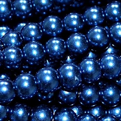 100 pcs Glass Pearl Beads, Round, 8 mm (Midnight Blue)