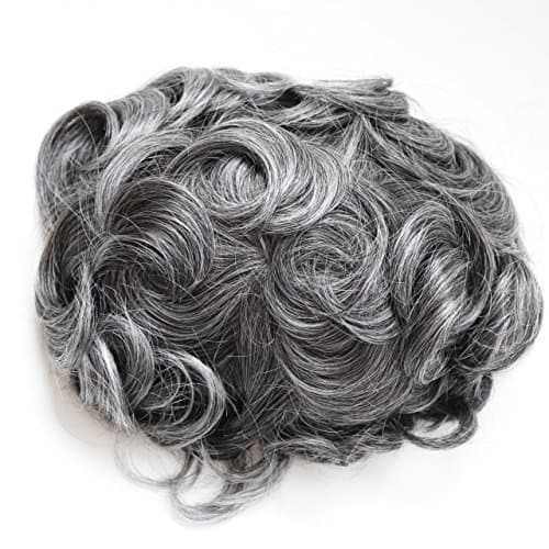 FYX Hair Replacement System Lace With Skin Type 6' Short Hair For Men Toupees Hair Pieces Colour 1B/1B20 (8"X10", 1B50)