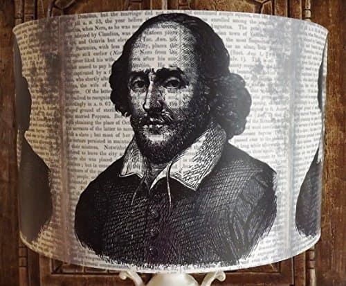 Shakespeare Lampshade Black grey, distressed book, antique style