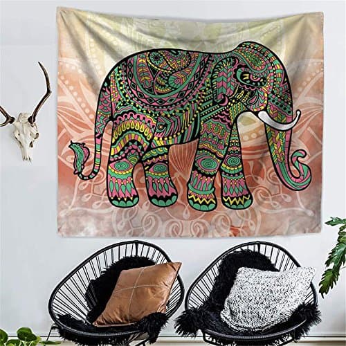RFVBNM Tapestry,bedspread,Wall murals,Wall Decor Fabric Modern Wall Art,bed Cover,Room divider,curtain,tablecloth,College Dorm,Picnic blanket on the beach and throw,creativity,Elephant Printed Tapestries Decorative Indian Wall Carpet Tapesty,Hippie tapestries,Cotton Handmade upholstery,decorative wall hung,200*150cm