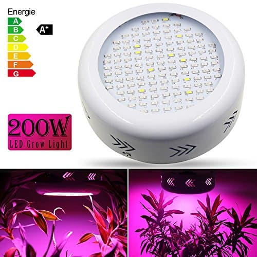 Derlight High Power 200W Full Spectrum Mini UFO LED Grow Light For Vegetable Flower Budding Horticulture Indoor Greenhouse Botanic Garden Hydroponic Growth Lamp Red &amp; Blue Mixed with UV+IR AC 85-265V