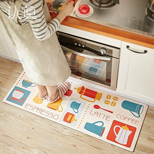 BLZZR kitchen as kitchen long mats anti-slip pad waterproof oil resistant foot French press coffee aroma, Combo-pack (80cm 45cm+120cm x x 45cm), French press coffee aroma