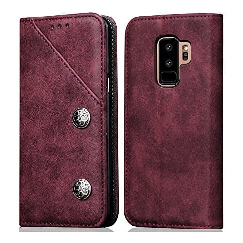Samsung Galaxy S9 Plus Case, TeLoo Premium PU Leather Case Card Slots Foldable Stand Magnetic Closure Flip Cover For Samsung Galaxy S9 Plus (Red)