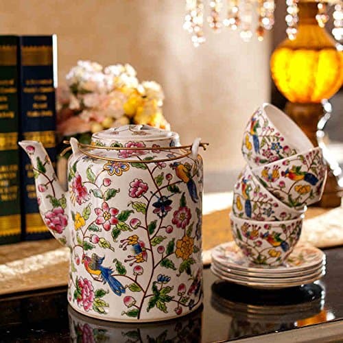 qwer European style classical manually with colorful ceramics kettle creative home Chinese antique teapot Ornaments , birds sticks Lam teapot