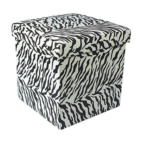Pharmore Ottoman 38 x 38 x 38 cm Medium Zebra Print Pouffe