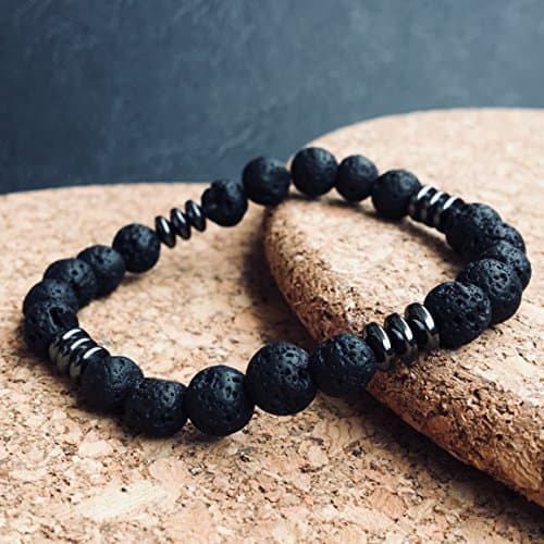 Elastic bracelet "MAGMA" Hematite lava stretch 18 cm