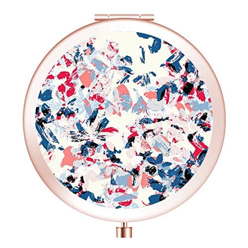 Folding Travel mirror, Portable Round Mini Makeup Mirror with Double Sides 2x &1x Magnification Good Gift for Girls - Watercolor Flower