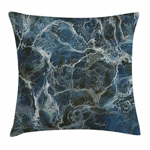 Marble Throw Pillow Cushion Cover, Surface Motif with Large Formless Crack Lines and Granite Rock Abstract Design, Decorative Square Accent Pillow Case, 18X18 Inches, Slate Blue Grey