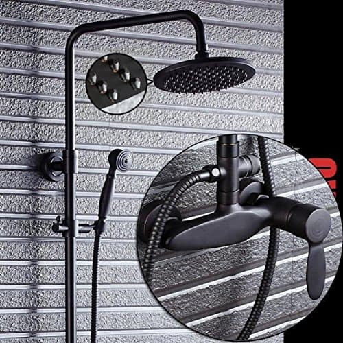Bronze shower shower communities retro system bath rooms waterfall showerhead annihilate-Black, copper of the broadcaster above