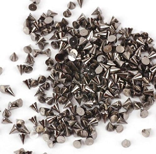 Kingken Approx.100 Pcs Tiny Stick Nail Art Decoration Mini Cone Metalic Spike Studs (Black)