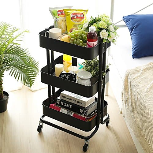 SQL Bathroom Kitchen Steel Wheel barrow Move Bookshelf , black trolley