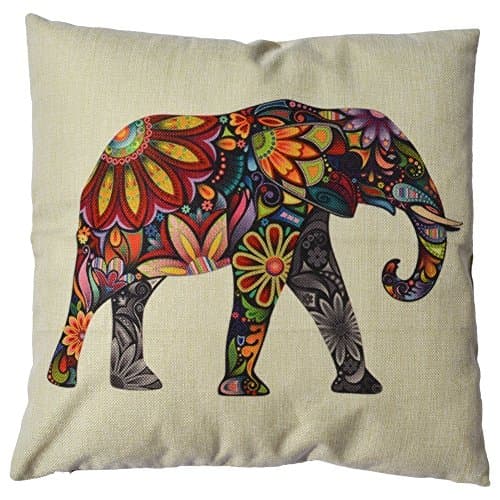 Throw Pillow Case, Hidoon® Linen Cute Elephant Cotton Decorative Throw Pillow Case Cushion Cover 18x18 Inch