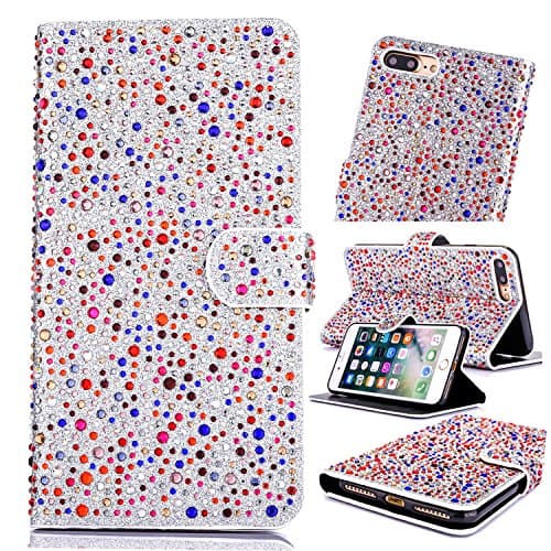 iPhone 6S Plus Case,iPhone 6 Plus Leather Case,iPhone 6 Plus/ 6S Plus Cover with 5.5 inch Screen,Flip Wallet case for iPhone 6S Plus,Cool 3D Bling Glitter Diamond Raindrop Pattern Leather Stand Function Flip Kickstand Magnetic Book Wallet with Card Slot Holder Protective Cover Case for Apple iPhone 6S/6 Plus 5.5