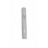 White Mezuzah Case Holder for 15 cm Scroll by Greenfeld Judaica