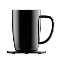Seffel Temperature Control Porcelain Ceramic Mug 12 oz With Wireless Phone Charger/Mug Warmer - Elegant | Durable | Lightweight - Home or Office Use - For the Perfect Hot Cup of Coffee - Black