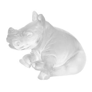 Daum Crystal Mini Rhinoceros Figurine Clear