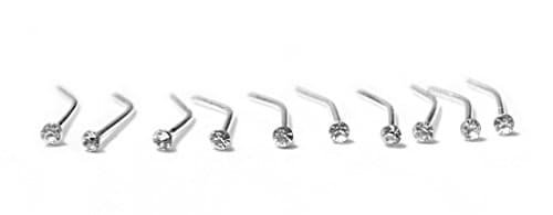 Cocorina Set of 10 Tiny Crystal Nose Studs 1.5mm top Stone 24G