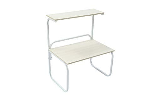 JEROAL Microwave Oven Rack, Kitchen 2-Tier Microwave Counter Shelf in White