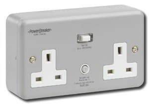 Powerbreaker K22MPA-C Metalclad 2 Gang Latching RCD Switchsocket 30mA 13A by POWERBREAKER