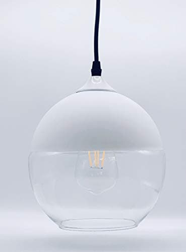 Modern White Pendant Light Shade Ceiling Clear Glass Lamp Industrial Vintage (112 White)