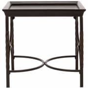 SVH Owen End Table, Dark Walnut, With pine wood top finished, and airy antique pewter metal base and sides supported by rope twist metal legs, practical and functional as it is good looking.