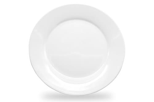 Nucookery 8” White Dinner Plates – Medium, Microwave-Safe, Dishwasher-Safe 6pc Ceramic Dinnerware Set (8 inch)
