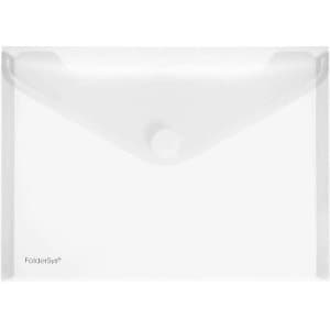 FolderSys Document Folder with Velcro Closure Tab A5 Landscape Polypropylene Pack of 10 Matt Effect Clear