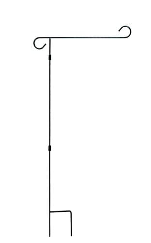 Garden Flag Stand (Flag Pole), 38-1/2” Height x 18” Width, Black