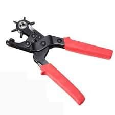 Divinezon Multipurpose Rotary Hole Punch Piller with Rubber Handle for Leather Belt, 22 X 15 X 2.5 cm, Red & Black