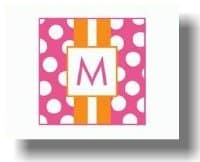 Paparte Note Cards (708 Pink and Orange Stripe Initial)